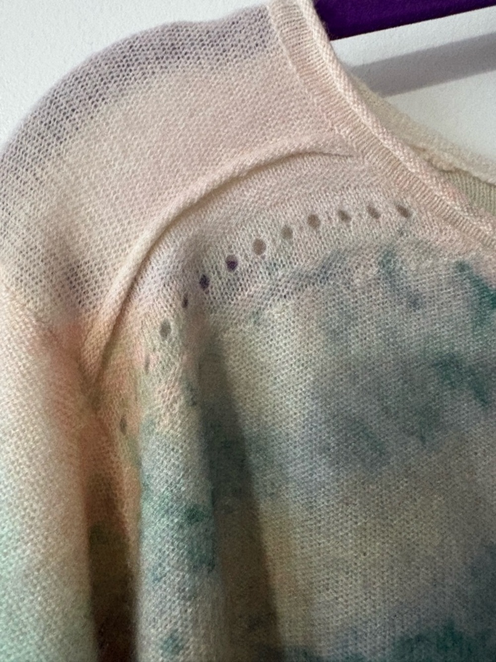 Anthropologie Multicolor Watercolor 100% Cashmere Crewneck Sweater - Picture 3 of 9